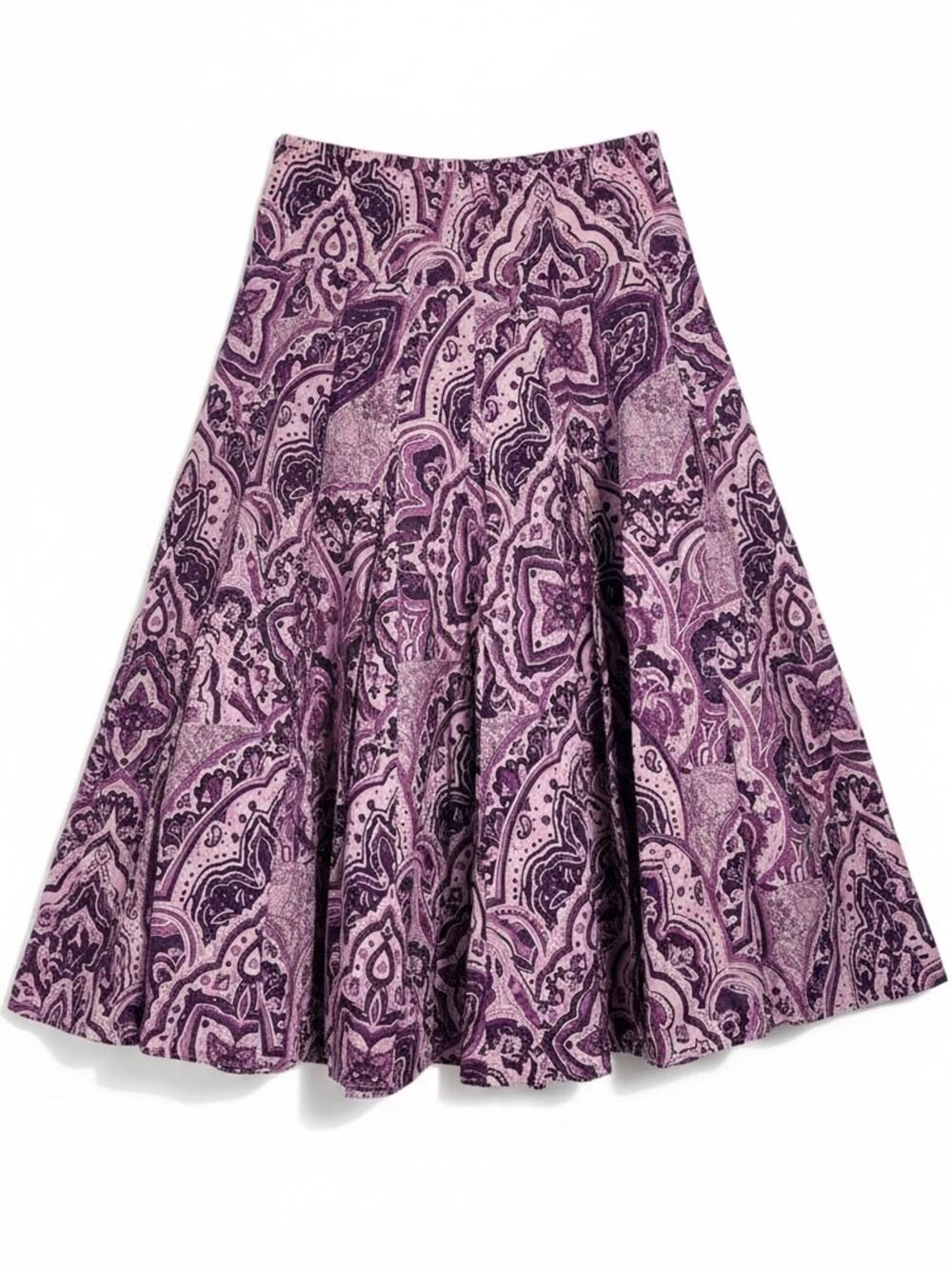 Lucky Brand 100% Cotton Maxi Skirt Purple Paisley Floral Size XS